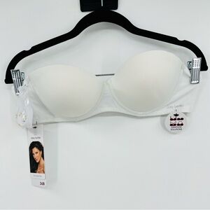🆕 NWT Daisy Fuentes Hourglass Convertible Balconette Bra Strapless White Sz 36B